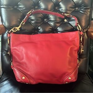 Coach Red Leather Tote Bag